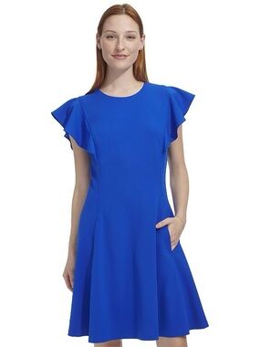 Andrew Marc Ruffle Fit And Flare Mini Dress size 8